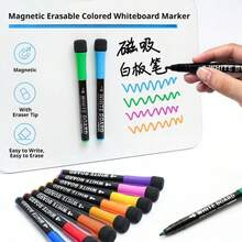 24 Colors Whiteboard Markers, With Eraser, For Whiteboards And Calendars, Suitable For Classroom, Home, Office Supplies And Back , First Day Of School - Multicolor - View 7