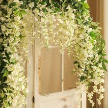 1/3/60pcs Artificial White Wisteria Vine Garland, Silk Wisteria Flower Garland For Wedding Arch, Party Garden, Home Decor, Wedding Decoration Supplies - White - View 5
