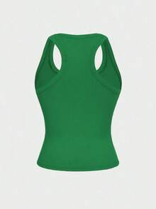 Camiseta sin mangas cuadrada Floreya para mujer, top casual de verano de ajuste ceñido sin mangas para capas, sencillo pero elegante, estilo deportivo, versátil para todas las estaciones en color blanco - verde menta - Ver 4