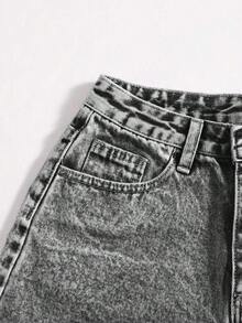 Pantalones cortos vaqueros casuales, estilo minimalista para uso diario - Gris Claro 3 - Ver 5