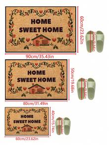 1pc Interesting Small House "Sweet Home" Pattern Welcome Doormat, Yellow Graphic Minimalist Style Short Plush Quick-Dry Non-Slip Washable Entrance Mat, Suitable For Kitchen, Bathroom, Dining Room, Hallway, Party, Gathering, New Year, All Seasons, Yard Decor - Orange - View 9