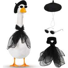 3pcs/Set 1950s French Porch Goose Costume Set, Suitable For 23" And 17" Concrete Lawn Goose Sculptures, Beret, Carnival Sculpture Decor (Red) - A - View 12