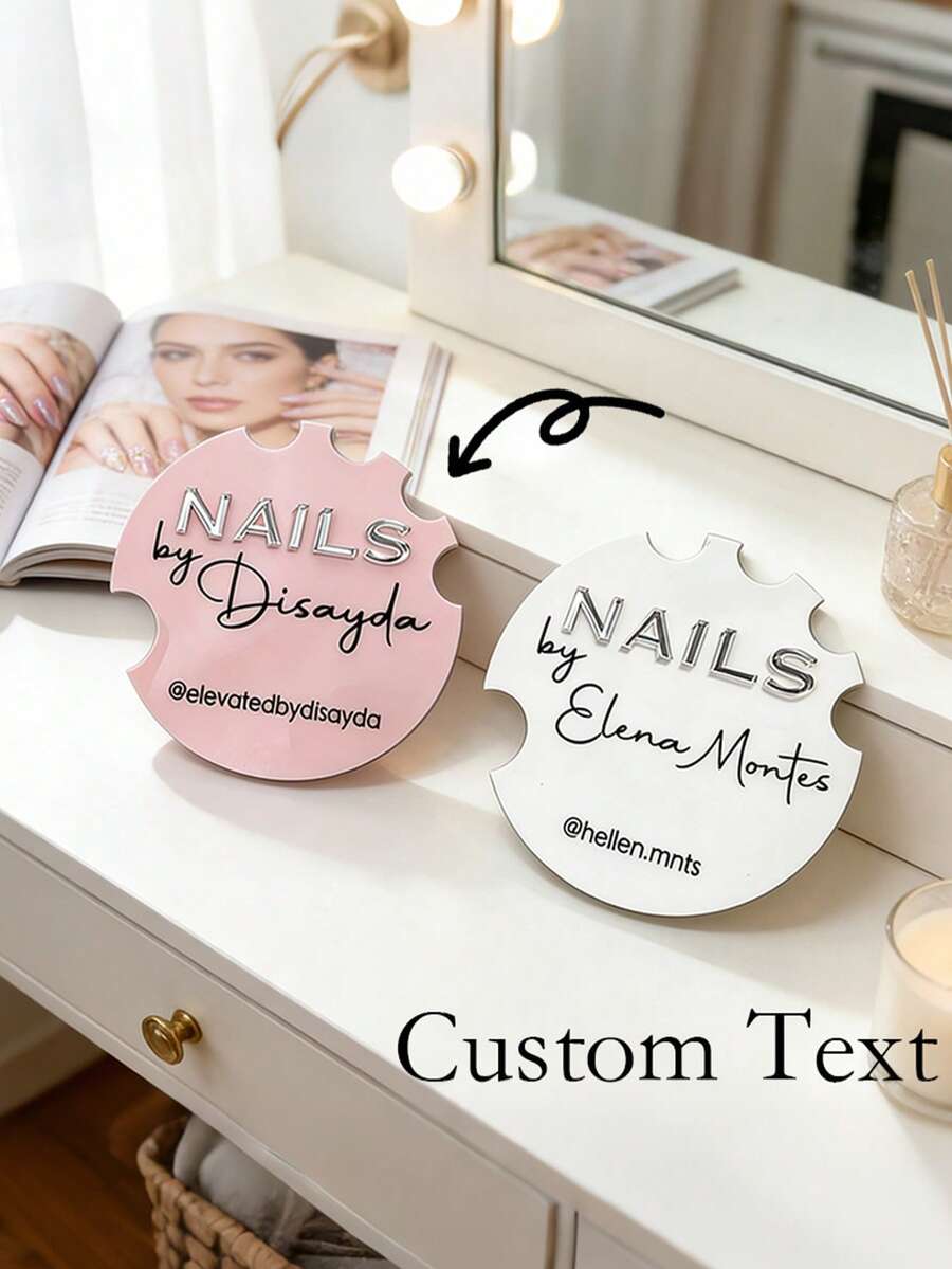 3D Acrylic Nail Display Stand, 4-Inch Design | Personalized Colorful Splatter Effect, Perfect For Nail Salons Or Social Media Props | Creative Nail Art Tool And Blogger Essential | Nail Photography Sign | Multiple Styles Available