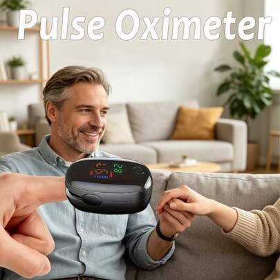 Pulsoximeter, fingertoppsmätare för syremättnad i blodet med pulsmätning för hemmabruk (batterier ingår ej)