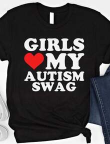1 T-Shirt For Moms Of Autistic People, Never Walk Alone, Supporting Autism Awareness, 180g 100% Cotton - 黑色 9 - 查看 12