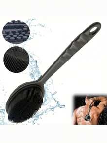 1/2pcs Silicone Bath Back Brush, Short Handle Or Handheld Bath Brush Set, Double-Sided Exfoliating Massage, Soft Bristles, Rich Lather, Easy To Clean And Hang Dry Design, Fragrance-Free, No Battery Required - Multicolor - View 10