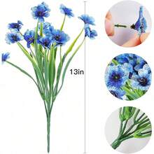 3件套室内外仿真花，假花植物，适用于室内外花园、门廊、窗台、家居、婚礼、农舍等场所，户外仿真花，不褪色塑料花，假植物，可用于装饰吊篮、厨房家居花瓶（紫色） - 藍色 - 查看 3