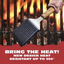 1pc Heavy Duty Grill Cleaning Brush And Scraper - Stainless Steel Bristles With Long Acacia Wood Handle, Scratch-Free Cleaning For Outdoor Grills, Durable Reusable Kitchen Accessory, Barbecue Tool - A - View 3