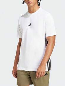 Adidas 阿迪达斯 Essential 纯色休闲短袖T恤，简约设计，适合日常穿着和通勤，男款 JE6388 - 白色 - 查看 1