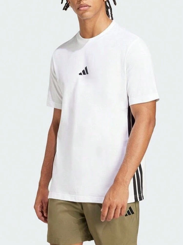 Adidas 阿迪达斯 Essential 纯色休闲短袖T恤,简约设计,适合日常穿着和通勤,男款 JE6388 - 白色 - 查看 1