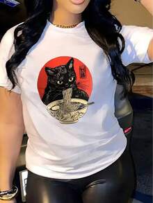 PremiumCamiseta casual de manga corta para mujer, 1 pieza, 100% algodón grueso - cuello redondo cómodo, camiseta suave y bonita.Nueva llegada - Blanco - Ver 4
