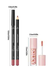 Pudaier 2-In-1 Lip Set: Moisturizing Lip Liner Pencil And Lip Gloss | Waterproof And Smudge-Proof, Defines Lip Shape, Universal Shades | Great Valentine's Day Gift - 08+10 - 查看 3