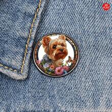 2D Flat - This 2D Flat Vintage Yorkshire Terrier Brooch Features A Unique Apparel Badge And Creative Lapel Flower, Perfect For Backpacks, Clothing, And Collars. - A - View 2