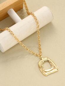 1 pieza Collar colgante con patrón geométrico de moneda vintage exagerado, adecuado para mujeres, parejas, hermanas, vacaciones, citas, casual, fiesta, boda, atuendo de moda, regalo para mamá, amigos - Amarillo Oro - Ver 3