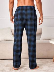3pcs Men's Casual Plaid Pajama Pants - Black - View 5