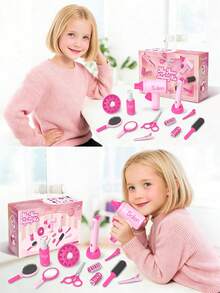 13pcs Children's Realistic Hairstyling Playset, Includes Fake Comb, Hairdryer & More Accessories, Designed For Girls 3+ Years Old, No Real Heat Damage, Simulates Haircut & Styling, Develops Hands-On Skills & Aesthetics, Ideal Birthday Gift For Little Girls - Multicolor - View 5