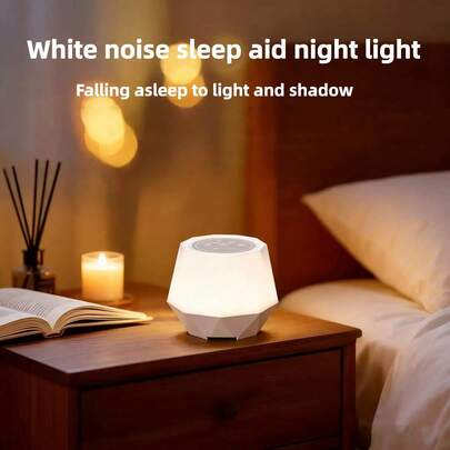 Máquina de sonido blanco con forma de diamante con 10 sonidos de la naturaleza y luz nocturna cambiante de color