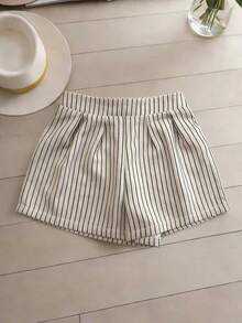 Conjunto de 2 piezas de mujer tejido a rayas de estilo elegante para el verano - Albaricoque - Ver 3