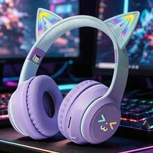 Cute Cat Wireless Headphones, Fashionable Gradient Color Wireless Gaming Headset With RGB Lighting, Retractable Foldable Design, Soft Comfortable Ear Pads - 查看 19