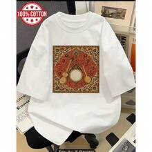 Camiseta de manga corta para mujer, estilo transfronterizo, novedad de verano 2025, corte holgado, top único y elegante. - Blanco - Ver 1