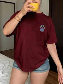 Women's 100% Cotton T-Shirt. This Loose-Fitting, Short-Sleeved T-Shirt For Women Is Available In A Variety Of Colors And Made From A Comfortable Fabric, Perfect For Any Occasion: White, Royal Blue, Black, Gray, Burgundy, Brown, And Apricot. Lightweight, Breathable, And A Summer Bestseller. - [紅色的] - 查看 9