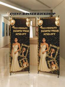 1pc Customizable 2026 Graduation Celebration Banner, Can Personalize With Name And Portrait. Customized Graduation Banner, Graduation Vinyl Banner, Personalized Graduation Background, Personalized Graduation Signage With Photo, Customized Text And Graphics Banner, Suitable For High School And College Classrooms - Multicolor - View 3