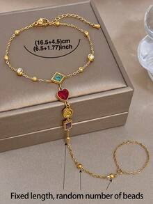 1 chiếc vòng tay/vòng đeo tay hình trái tim nhiều màu sắc mạ vàng 18K, đính nhiều ngọc trai, có thể điều chỉnh kích cỡ, làm bằng thép không gỉ, thích hợp cho Ngày Valentine, tiệc tùng, lễ kỷ niệm, đeo hàng ngày, hẹn hò, lễ hội, năm mới, đám cưới, đi biển, kỷ niệm ngày cưới, quà tặng thanh lịch cho mẹ, trang sức phong cách Bohemian, sinh nhật, quà tặng cho phù dâu. - Nhiều màu - Xem 11