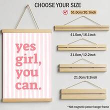 1幅“Yes Girl You Can”励志名言帆布画，粉色字体，适合卧室、客厅、公寓、宿舍等场所，可作墙面装饰或送给她的礼物，不含画框。 - 彩色 - 查看 8