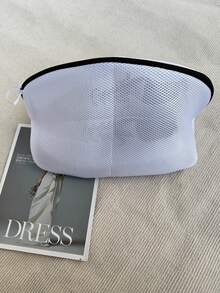 1pc White With Black Zipper Shoe Washing Bag, Shoe Storage Bag, Household Shoe Washing Bag, Shoe Washing Filter Net Bag, Laundry Bag, Washing Machine Filter Bag, Anti-Deformation Laundry Bag, Anti-Entanglement Laundry Bag, Anti-Stain Laundry Bag, Travel Shoe Storage Bag, Suitable For Dresses, Pants, Shoes, Jeans, Boots, Suitable For Spring And Summer, Minimalist Style - A - View 8