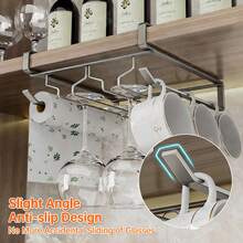 Wine Glass Rack - Under-Cabinet Hanging Stemware Organizer. A Drill-Free, Carbon Steel Storage Solution That Is Both Sturdy And Durable, Ideal For Use On Shelving Units, In Kitchens, Or As A Decorative Accent For Bar Areas. (Available In Black, Gray, And White). - Multicolor - View 7