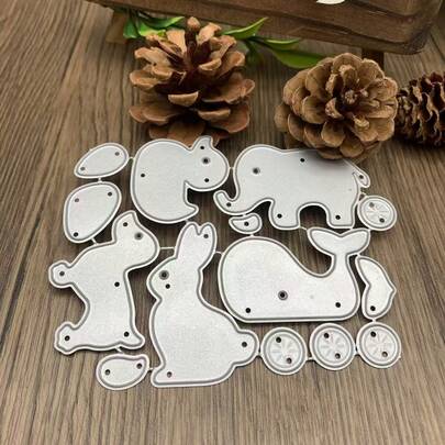 Metallstansningar för tåg, söt elefant, kanin, val, björn, stansar för korttillverkning, scrapbooking, präglingsschabloner i kolstål