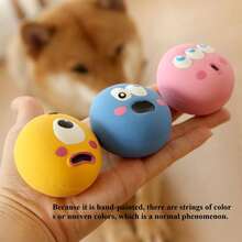 Wang Meow Pet 1 pieza/3 piezas Juguete de pelota de goma con diseño de cara de dibujos animados para perros - Juguete masticable duradero hecho de látex, diseño de ojos grandes adecuado para cachorros y perros pequeños, juguete interactivo de pelota para mascotas - Multicolor - Ver 13