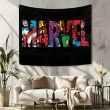 1pcs Cartoon A Vengers S Uperhero Wall Tapestry Backdrop, Iron Man C Aptain America S Piderman Party Decorations For Photo Booth, Cute Hero Team Photography Background, Living Room Bedroom Aesthetic Wall Decor, Outdoor Indoor Celebration Banner, Backyard Party Photo Prop Supplies, School Event Poster Decor, Home Dormitory Wall Hanging Art - 多色-A - 查看 7