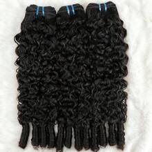 KARLAMI Tóc nối xoăn kiểu Miến Điện, dài 16, 16, 18 inch, màu đen tự nhiên, 100% sợi protein nguyên chất, gần giống tóc người nguyên chất, kết cấu 3C4A với các lọn xoăn ở đuôi, tóc nối. - Natural Black - Xem 2