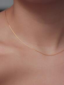 VJS 1pc Minimalist Line Style Bestselling Sand Gold Necklace, Suitable For Daily Wear And Holiday Gifts - Silver Minimalist Chain - View 2