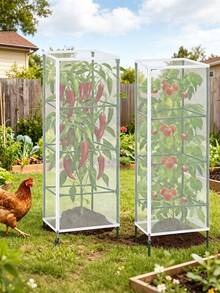 59-Inch Agricultural Vegetable Anti-Insect Net, Gardening Bird Netting Cage, Specially Designed For Square Tomato Cages, With Insect-Proof And Bird-Proof Zipper And Drawstring, An Ideal Choice To Protect Plants - Multicolor - View 5