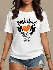 Corazón naranja con forma de balón que representa el amor de las madres por el baloncesto camiseta para mujer 100% algodón cómoda y moderna para fanáticas del deporte,maija mujer. - Blanco - Ver 8