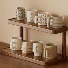1pc Vintage Wooden Desktop Storage Rack, Retro Multi-Layer Cosmetic Organizer Rack, Multi-Functional Household Storage Rack, Kitchen Spice Rack, Cup And Mug Holder, Open Shelving Unit, Suitable For Lipstick, Perfume, Cups, Spices, Coffee Cans And Other Skincare & Makeup Products - Space-Saving Countertop Display Shelf - Multicolor - View 10