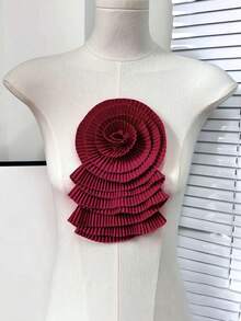 9 Color Options New Colorful 3D Pleated Fabric Exquisite Small Brooch, DIY Clothing Decor, Wedding Dress Accessory, Length: 24cm/Width: 14cm - A - View 11