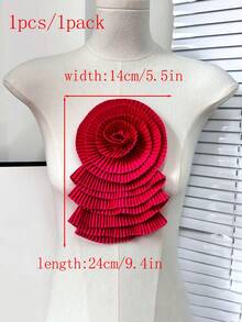 9 Color Options New Colorful 3D Pleated Fabric Exquisite Small Brooch, DIY Clothing Decor, Wedding Dress Accessory, Length: 24cm/Width: 14cm - A - View 13