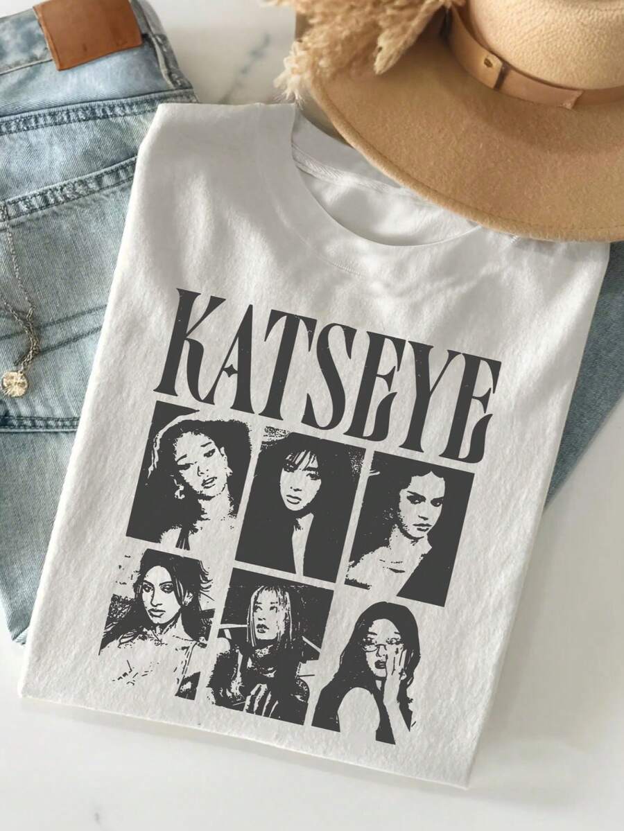大尺碼女款夏季印花休閒簡約寬鬆日常舒適時尚圓領短袖大尺碼T恤上衣白色 - 白色 - 查看 1