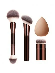 Bộ 4 cọ trang điểm - Cọ má hồng và highlight hai đầu, cọ tạo khối vát, cọ tán kem nền phẳng, bông mút trang điểm. - Nhiều màu - Xem 11