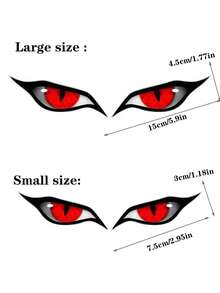 2pcs/Set Cool Demon Eye Car Rearview Mirror Decorative Stickers, Dust-Proof Waterproof Anti-UV Scratch-Resistant Creative Stickers, Available In Small And Large Sizes, Fashionable And Domineering Style, Suitable For Cars, Motorcycles, Auto Accessories, Car Stickers, Women's Auto Accessories - A - View 4