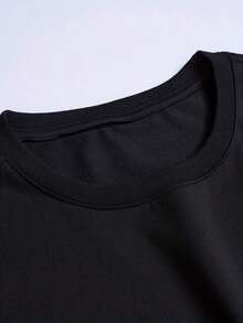 Fashionable Short-Sleeved Shirt For Men's Leisure Sports, 2D Printed Pattern, Stretchy And Comfortable, Suitable For Sports, Travel, Casual Daily Wear - Conventional Round Neck Version, Knitted Fabric, Patterned T-Shirt, Comfortable Shirt, Fashionable Printed Short-Sleeved Men's Shirt - 黑色 - 查看 4