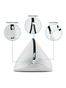 1pc White With Black Zipper Shoe Washing Bag, Shoe Storage Bag, Household Shoe Washing Bag, Shoe Washing Filter Net Bag, Laundry Bag, Washing Machine Filter Bag, Anti-Deformation Laundry Bag, Anti-Entanglement Laundry Bag, Anti-Stain Laundry Bag, Travel Shoe Storage Bag, Suitable For Dresses, Pants, Shoes, Jeans, Boots, Suitable For Spring And Summer, Minimalist Style - A - View 4