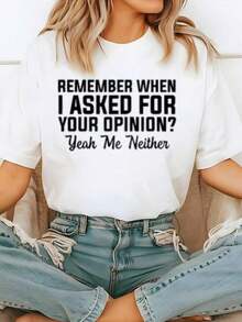 White T-Shirt With The Sarcastic Phrase "NO OPINION" And Question, A Shirt Of Bold Humor And Attitude, A Y2K Style Independence Statement Blouse, A Gift Top For A Confident Friend. Suitable As A Gift. Women's T-Shirt. Elegant Blouses. Boho Chic. Exquisite Printed Crew Neck T-Shirt For Women, Ideal For Various Seasons, Perfect For Vacations, Travel, And Holidays. - 白色的 - 查看 1