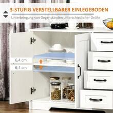HOMCOM White Sideboard With 4 Drawers, Adjustable Shelf And Anti-Tip Protection For Kitchen And Living Room. - White - View 5