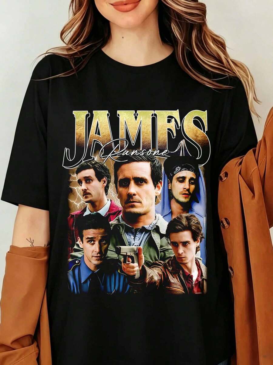 James Ransone Vintage T-Shirt, James Ransone Bootleg Shirt, RIP James Ransone Shirt, James Ransone Gift For Fans, James Ransone Retro 90s T-Shirt - Black - View 1