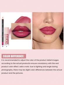 Pudaier 2-In-1 Lip Set: Nourishing Lip Liner Pencil And Lip Gloss | Long-Lasting, Non-Smudging, Universal Shades | Ideal Valentine's Day Gift - 08+13 - 查看 4