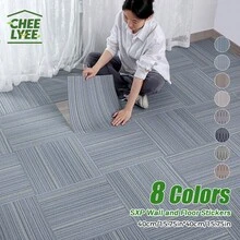 20pcs Peel And Stick Carpet Tiles - 30x30cm, Non-Slip Polyester Floor Puzzle, Suitable For Office, Bedroom And Home Decor - Easy Installation, Durable, Machine Washable - Multicolor - View 7